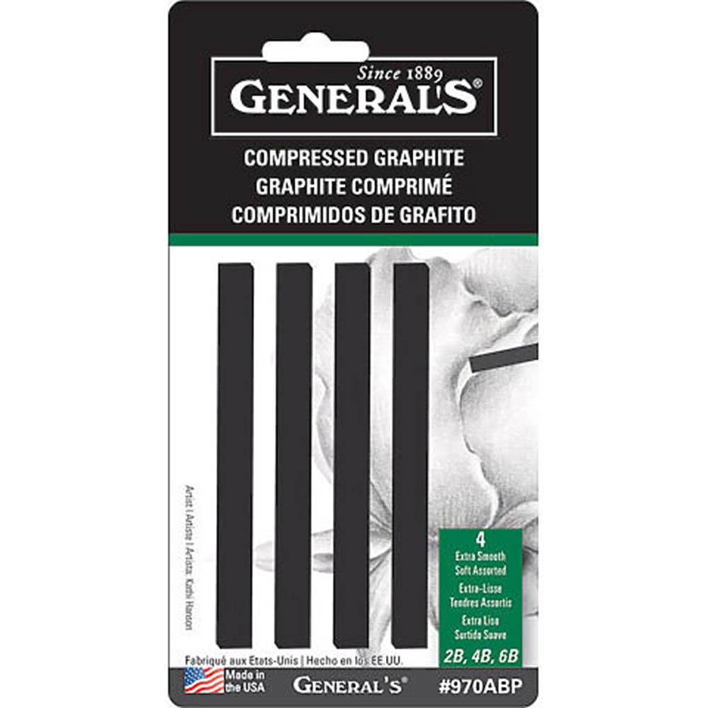 General Pencil, Compressed, Graphite, Assorted Stick, 4 Pack